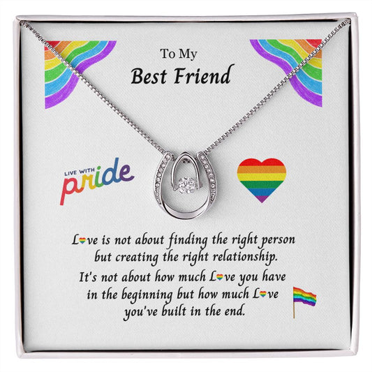 LGBTQ+ PRIDE Necklace, Rainbow Pride Necklace Lucky in Love