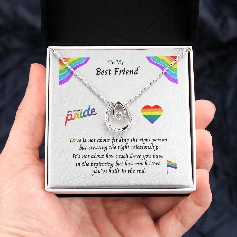 LGBTQ+ PRIDE Necklace, Rainbow Pride Necklace Lucky in Love