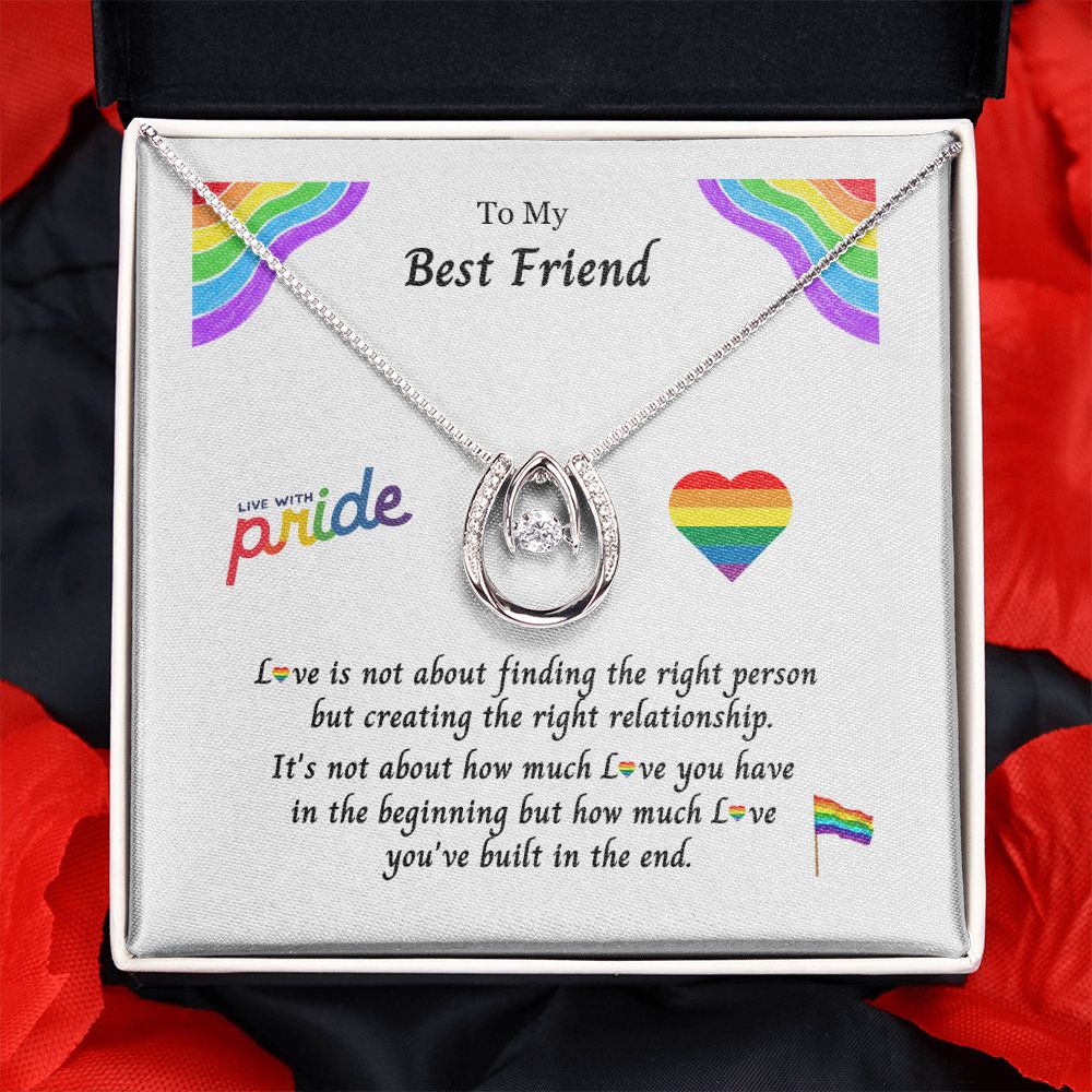 LGBTQ+ PRIDE Necklace, Rainbow Pride Necklace Lucky in Love