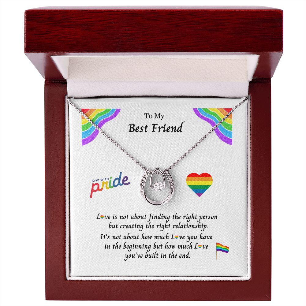 LGBTQ+ PRIDE Necklace, Rainbow Pride Necklace Lucky in Love