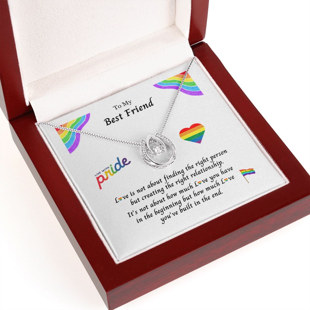 LGBTQ+ PRIDE Necklace, Rainbow Pride Necklace Lucky in Love