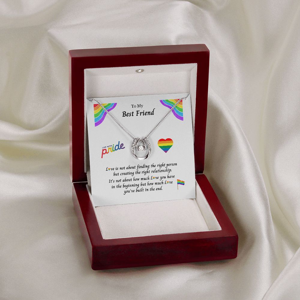 LGBTQ+ PRIDE Necklace, Rainbow Pride Necklace Lucky in Love