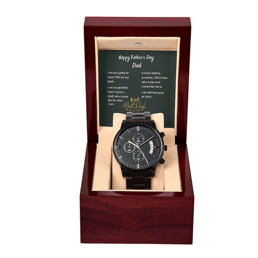 Men's Watch Black Chronograph Happy Father's Day Dad