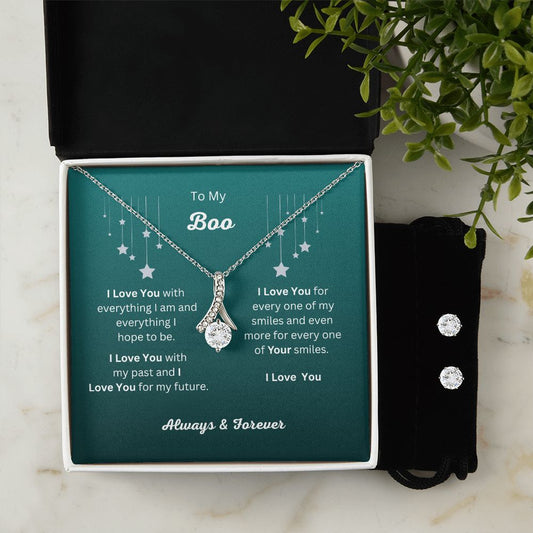 To My Boo - Alluring Beauty Necklace & Zirconia Earring Set