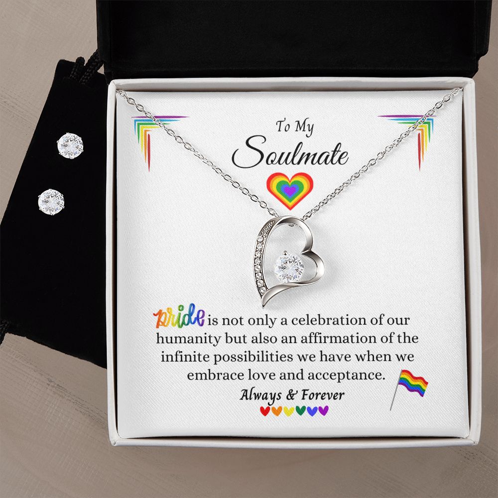 LGBTQ PRIDE, To My Soulmate Rainbow Necklace with Earring's