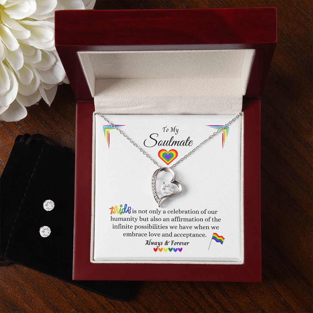 LGBTQ PRIDE, To My Soulmate Rainbow Necklace with Earring's