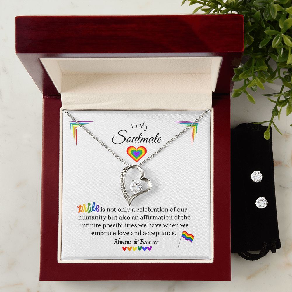 LGBTQ PRIDE, To My Soulmate Rainbow Necklace with Earring's