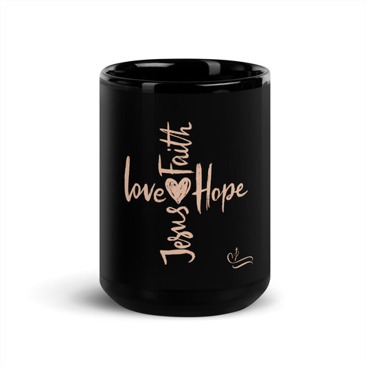 Love Faith Jesus Black Hope Mug