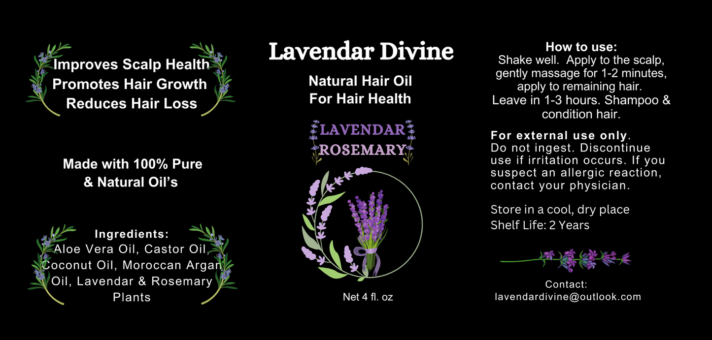 Lavendar Divine Hair Oil 4oz