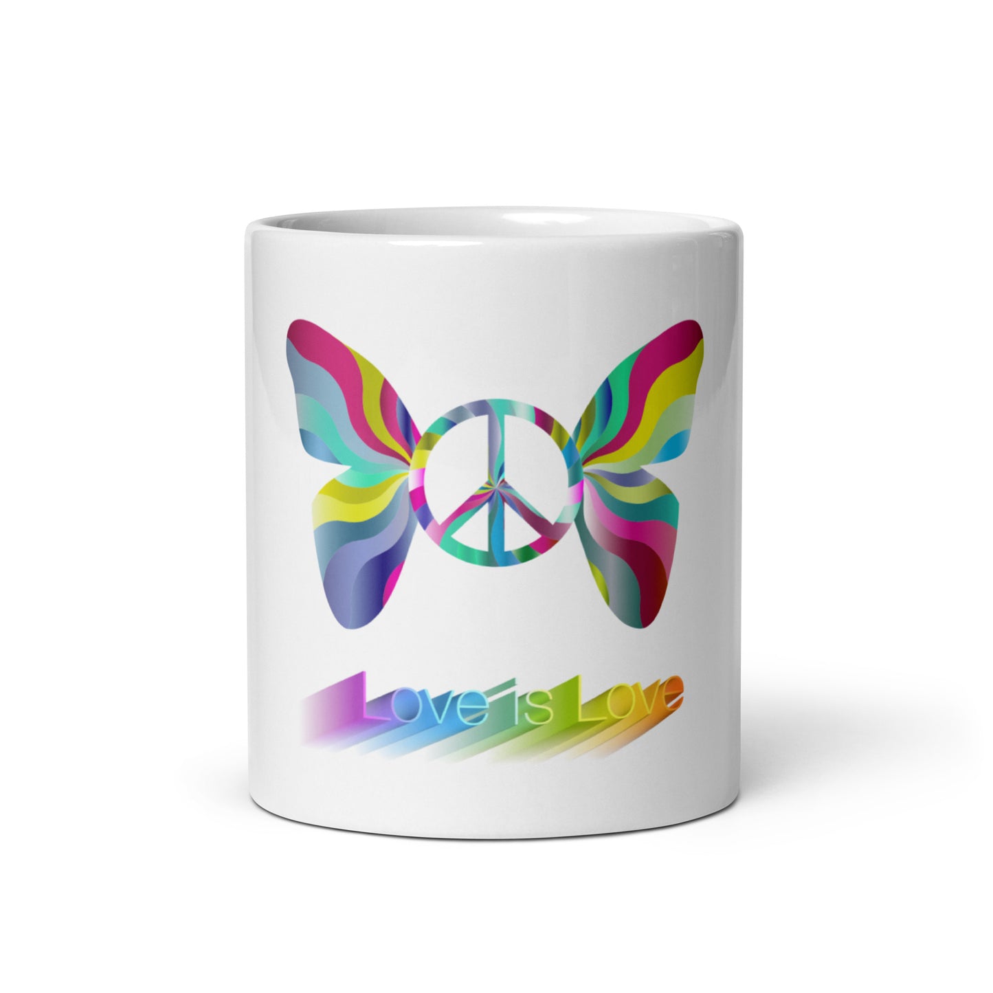 LGBTQ+ PRIDE Love is Love Butterfly Peace Rainbow Coffee Mug