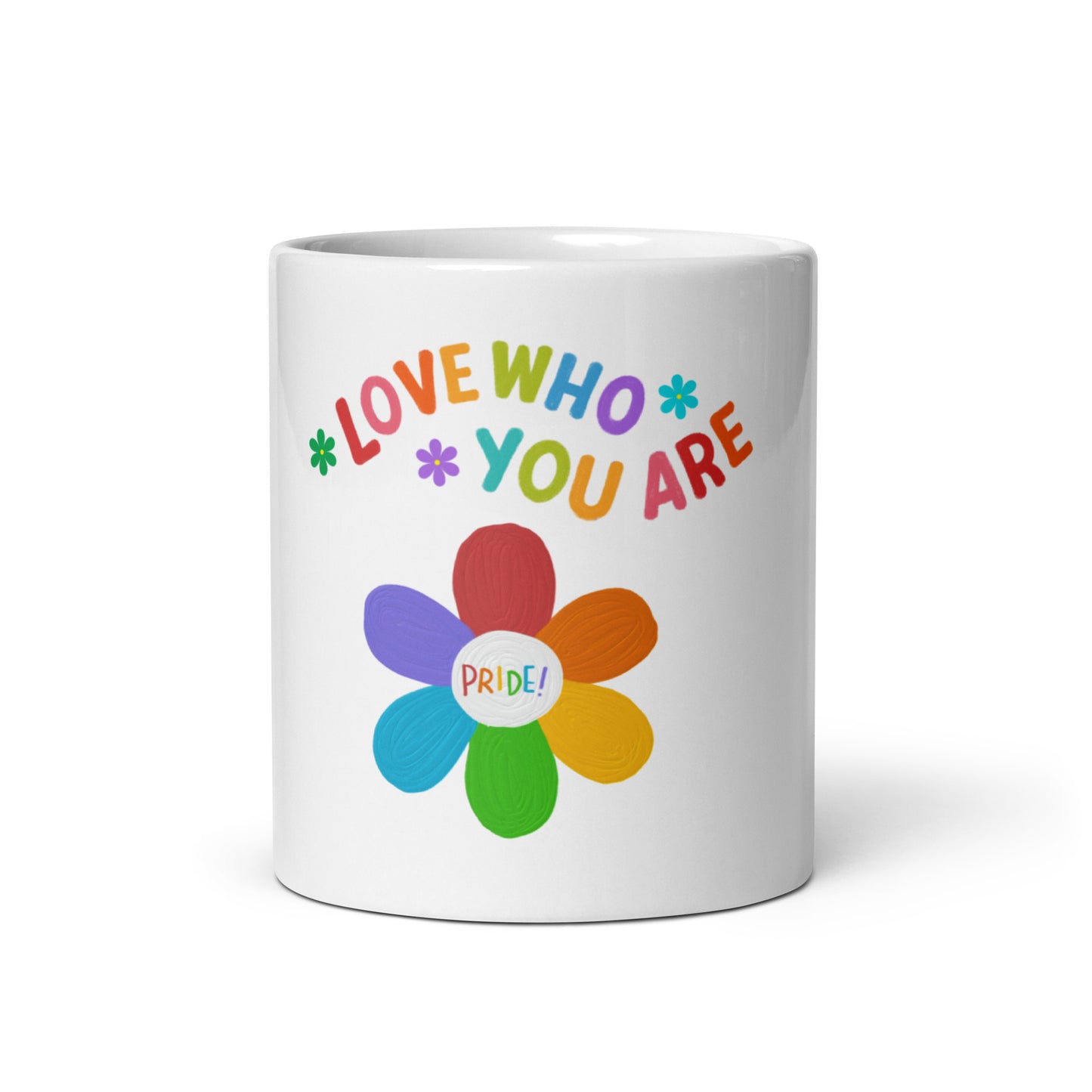 LGBTQ PRIDE Love Who You Are Rainbow coffee mug