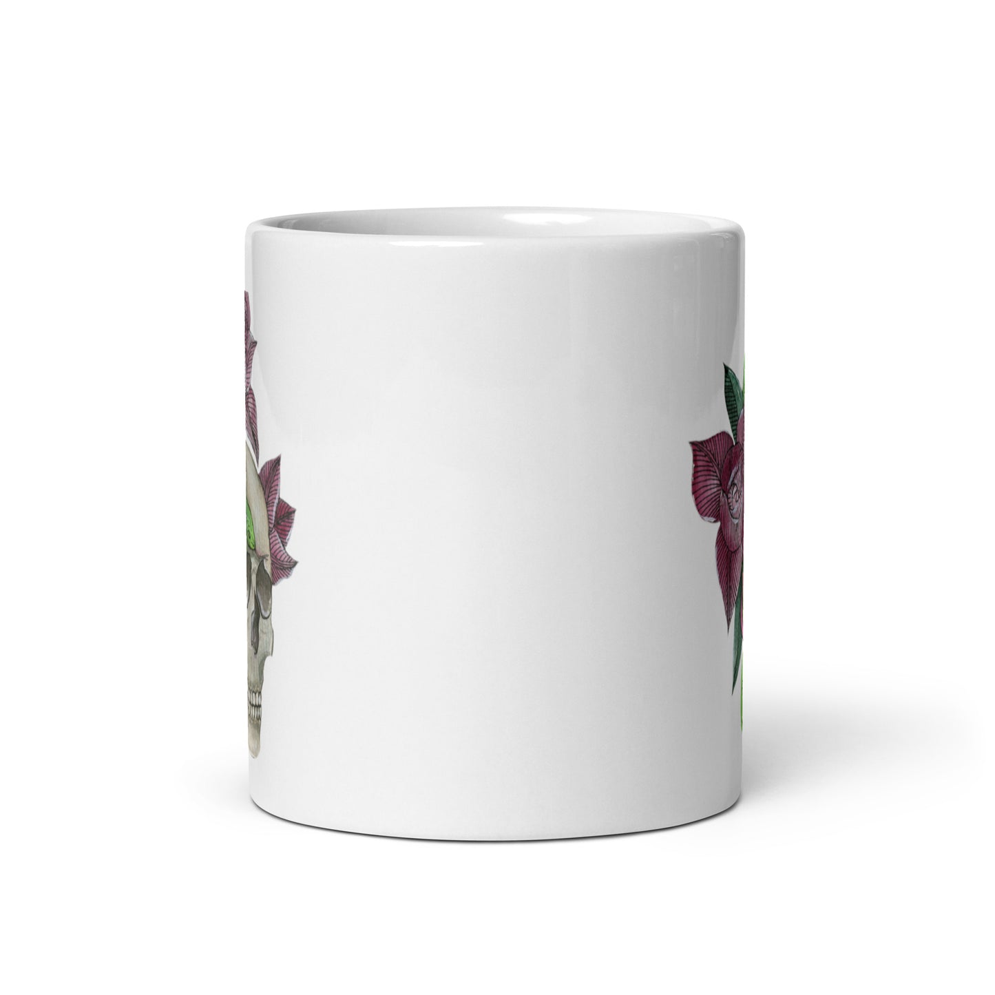 Skull Head Mug with flowers, coffee cup