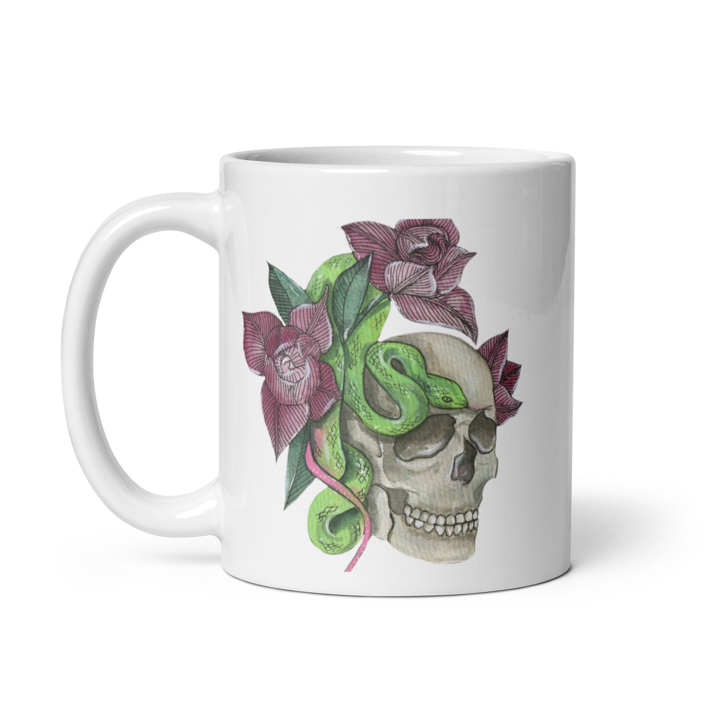 Skull Head Mug with flowers, coffee cup