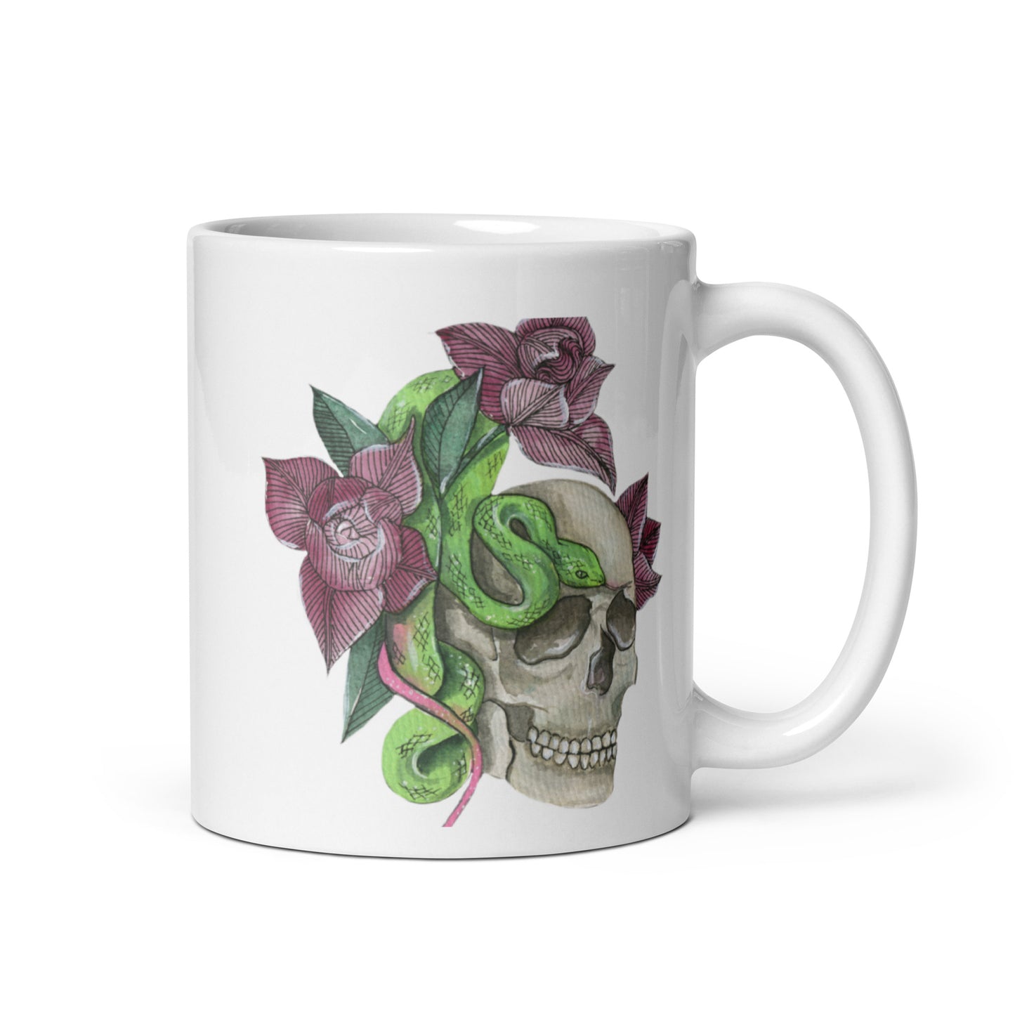 Skull Head Mug with flowers, coffee cup