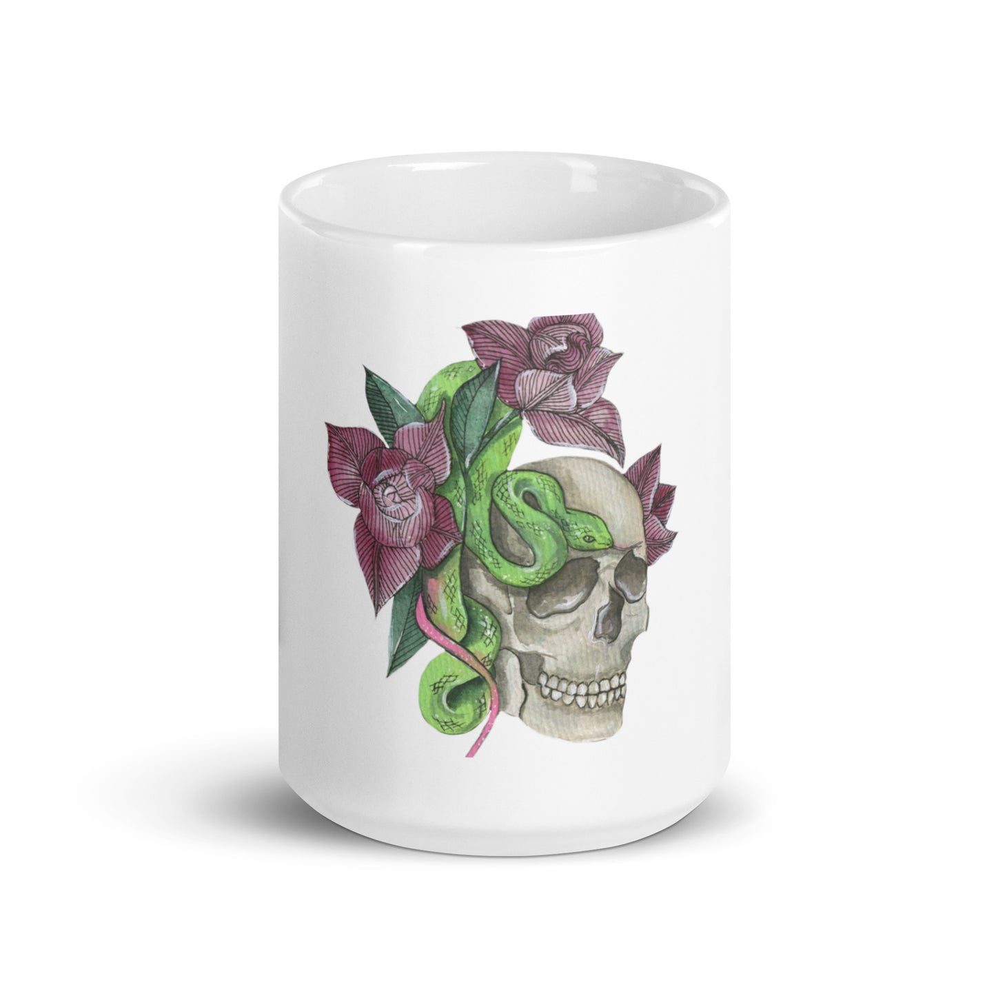 Skull Head Mug with flowers, coffee cup