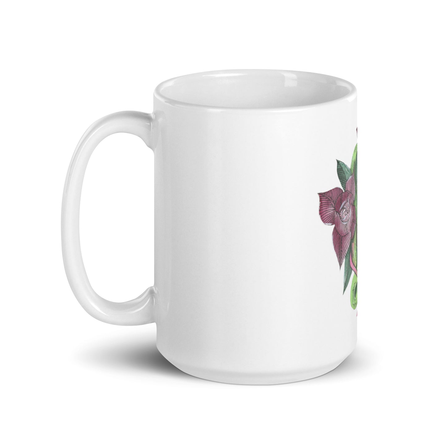 Skull Head Mug with flowers, coffee cup