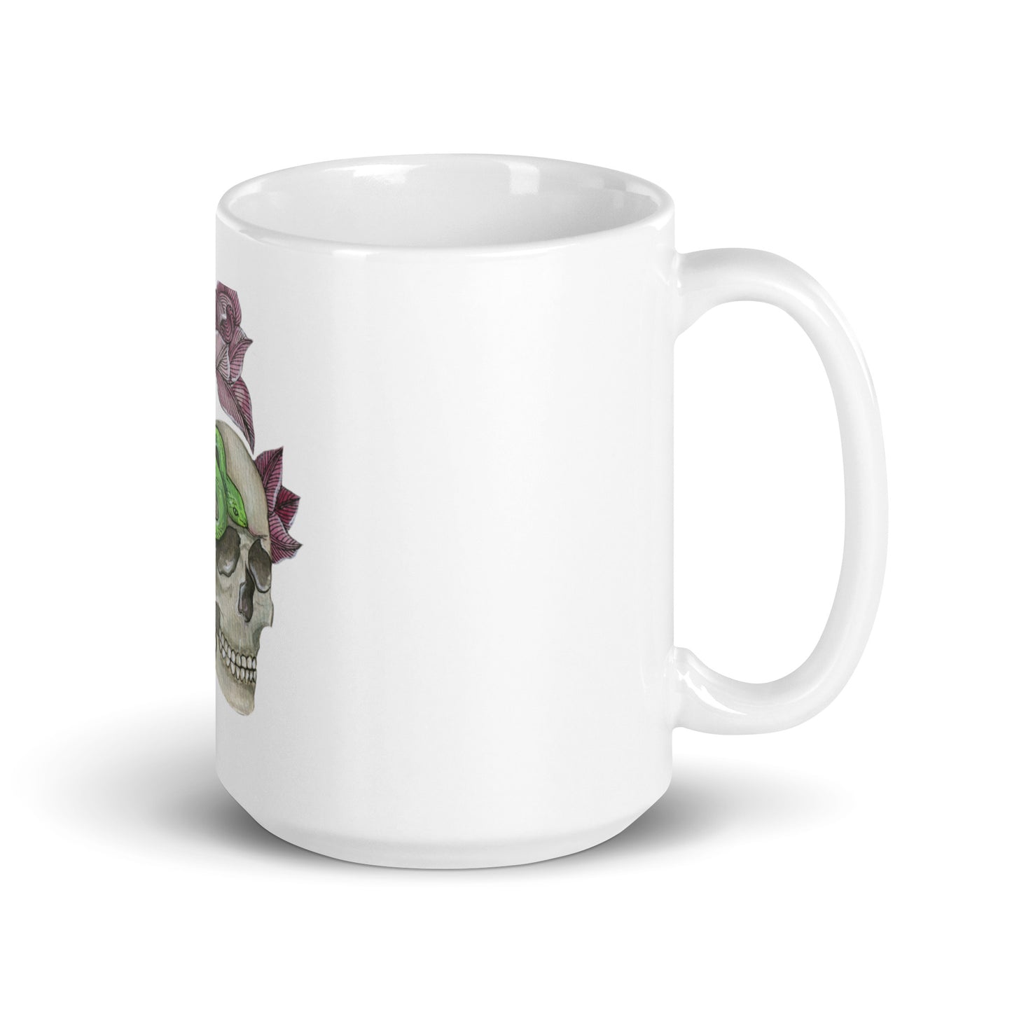 Skull Head Mug with flowers, coffee cup