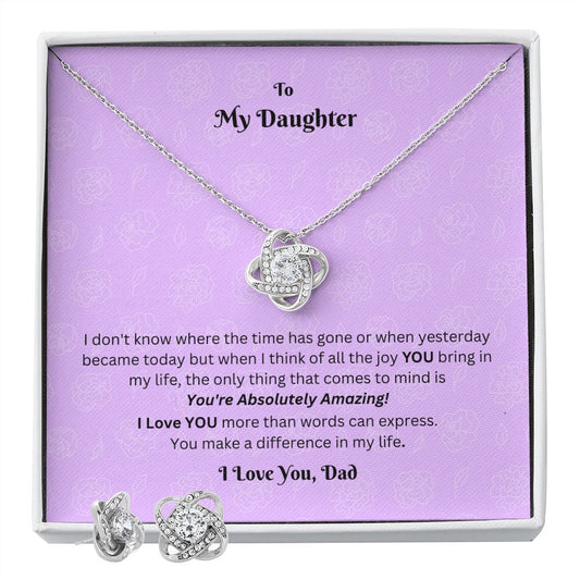 To My Daughter From DAD - Love Knot Earring & Necklace Set