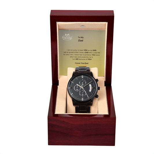 Men's Watch Black Chronograph, Happy Father's Day