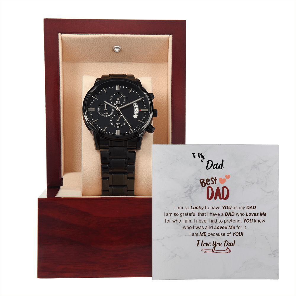 Men's Rugged Steel Watch For Dad Who Golfs From Son With Card – Ruby Peach